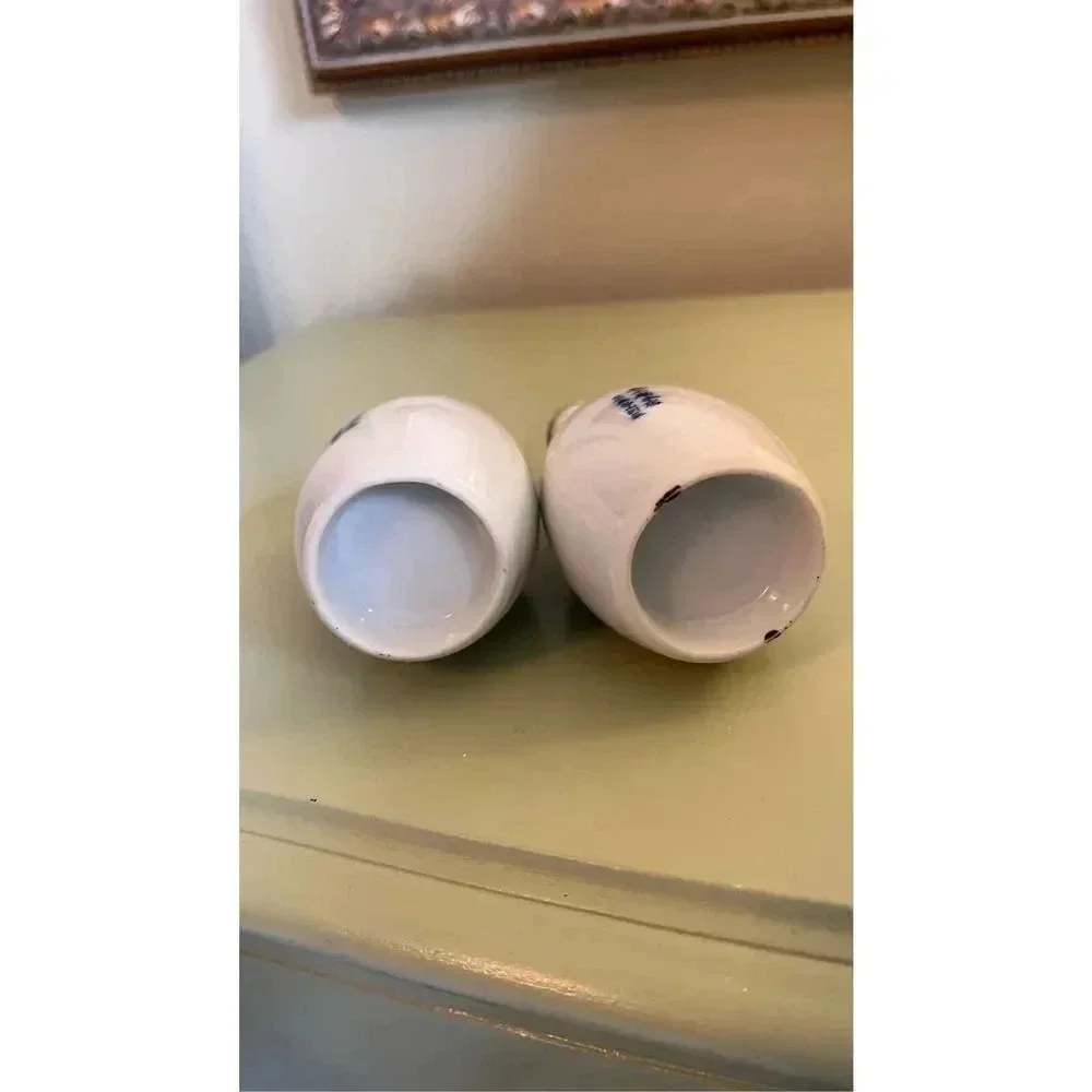Lot of 2 Antique Japanese Floral White Milk Vases 5x2 Decor‎ Kitchen